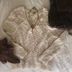 Free people cotton comfy cream sweater top small